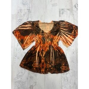 Y2K Babydoll Butterfly Sleeve Top Elastic Waist Size XL